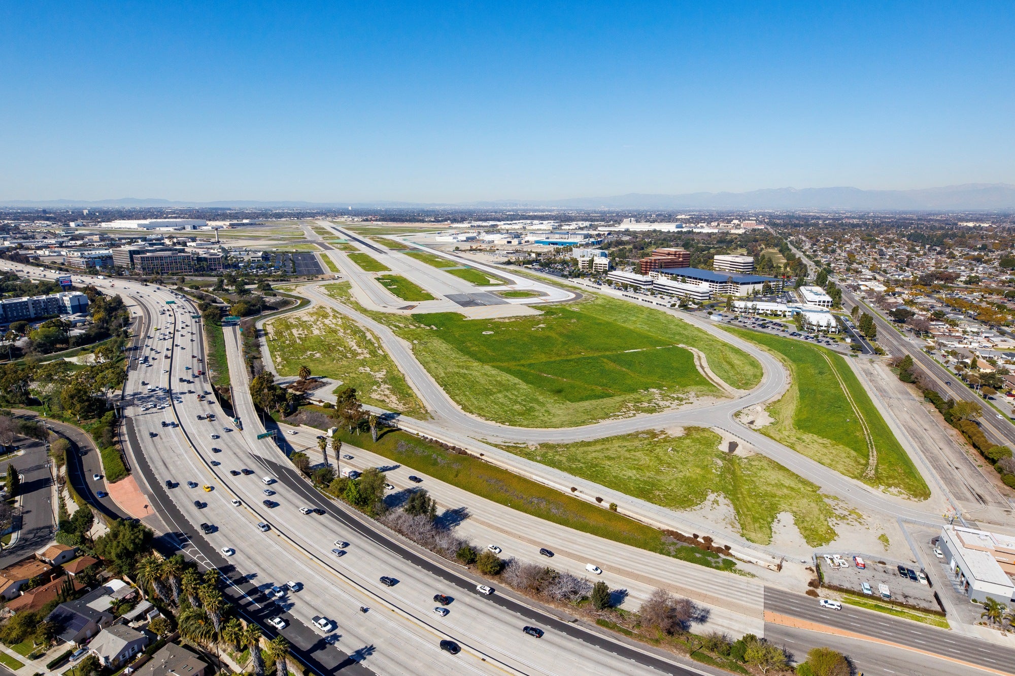 Aerial view of LBG airfield. 