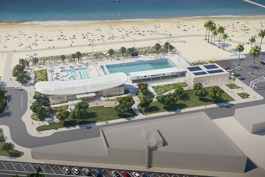 Rendering of a pool space near the beach