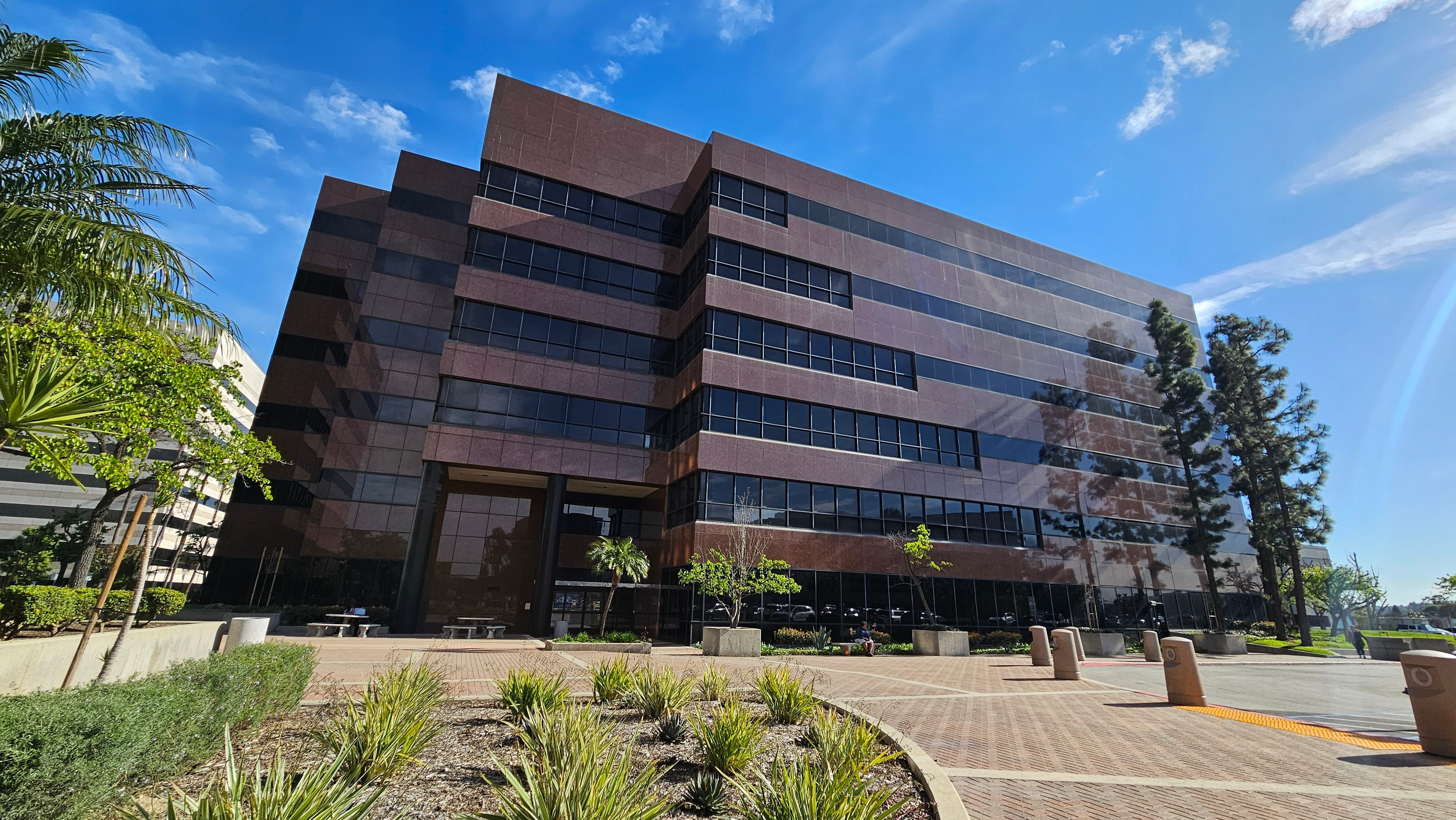 Exterior of a brown building 