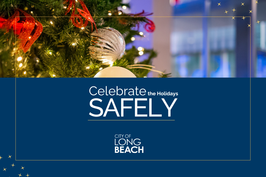 Christmas ornament with words "Celebrate the holidays safely" Christmas ornament with words "Celebrate the holidays safely"