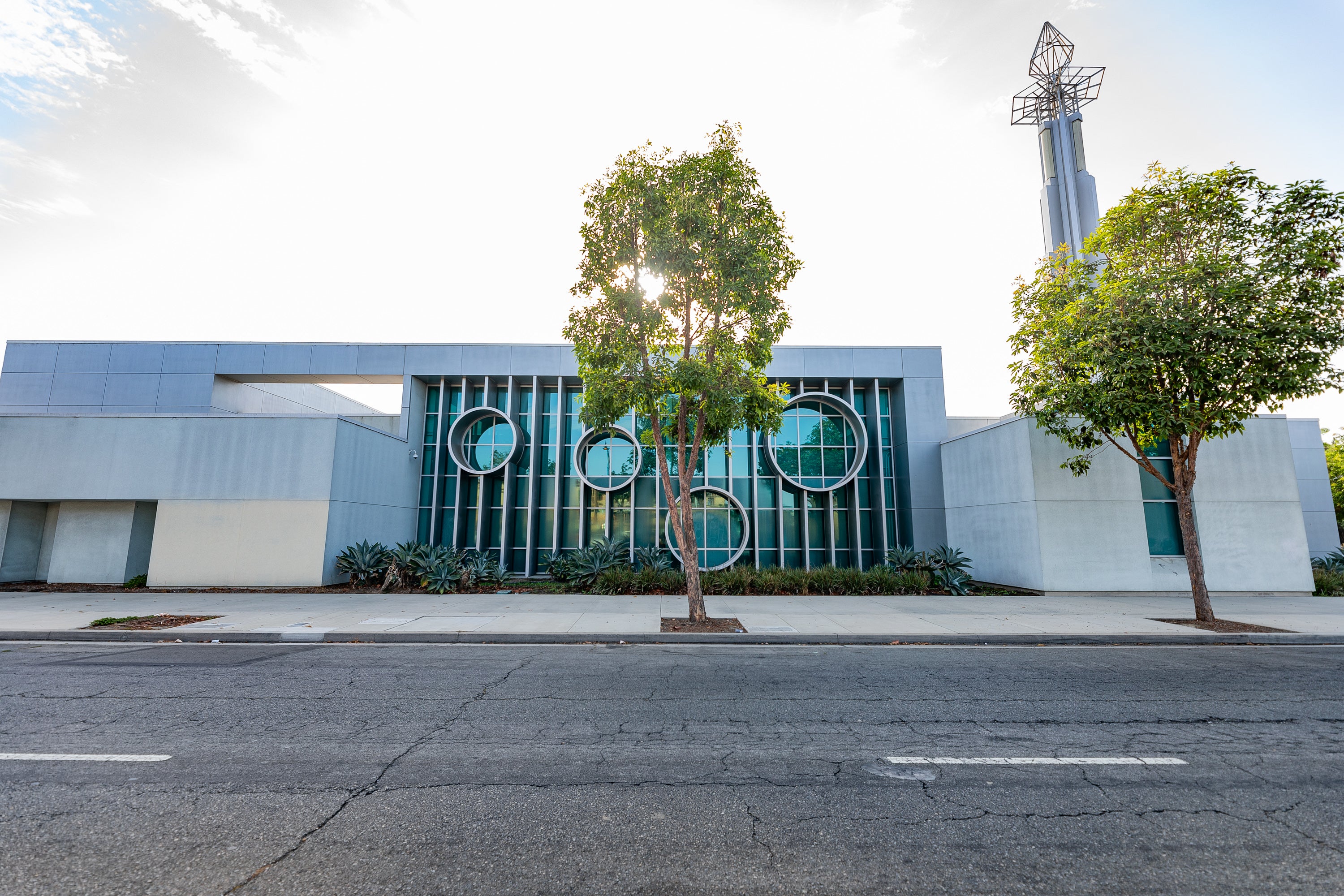 Exterior of a white building and a tree Exterior of a white building and a tree