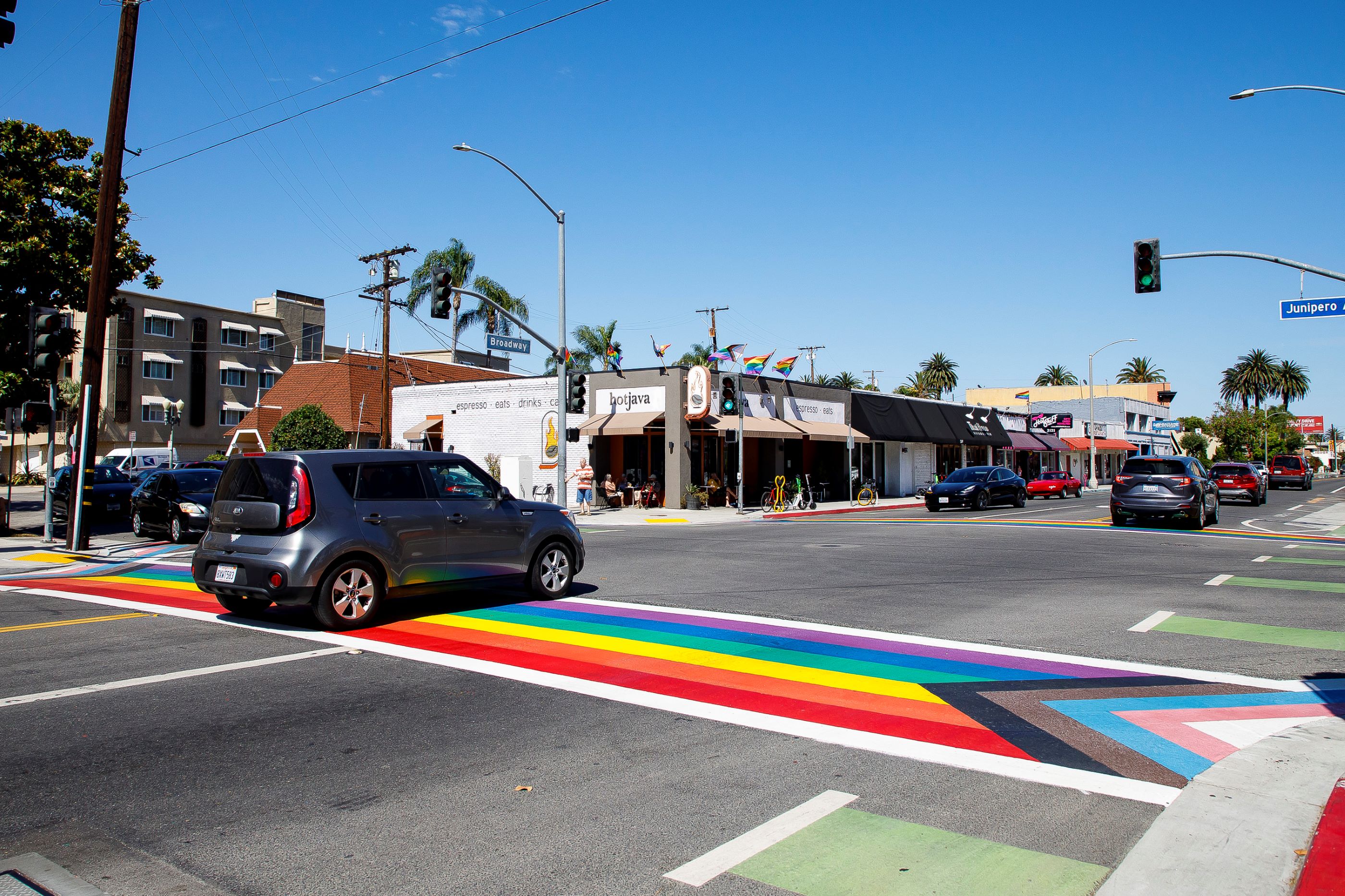 Long Beach LGBTQ Cultural District rainbow crosswalk 