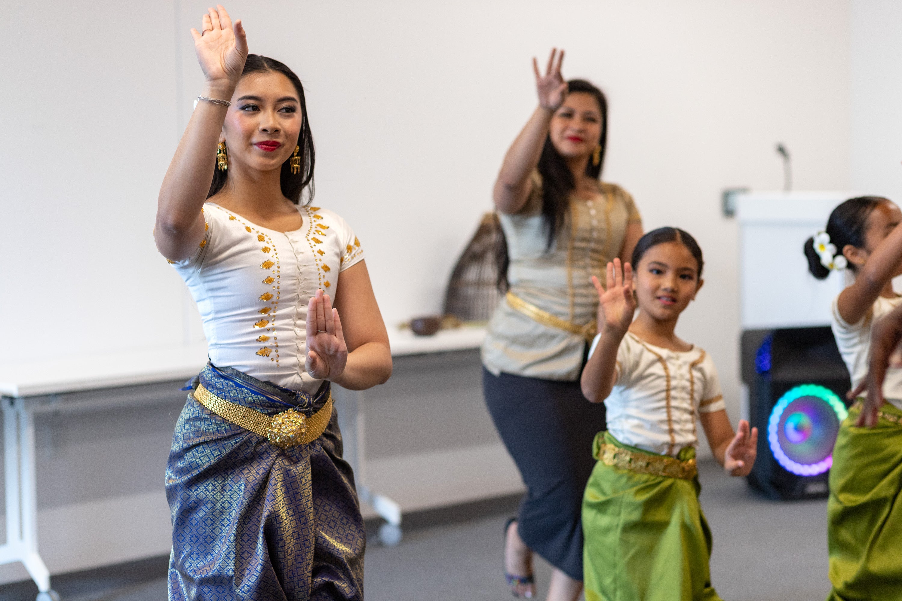 Dancers dressed in traditional garb Dancers dressed in traditional garb