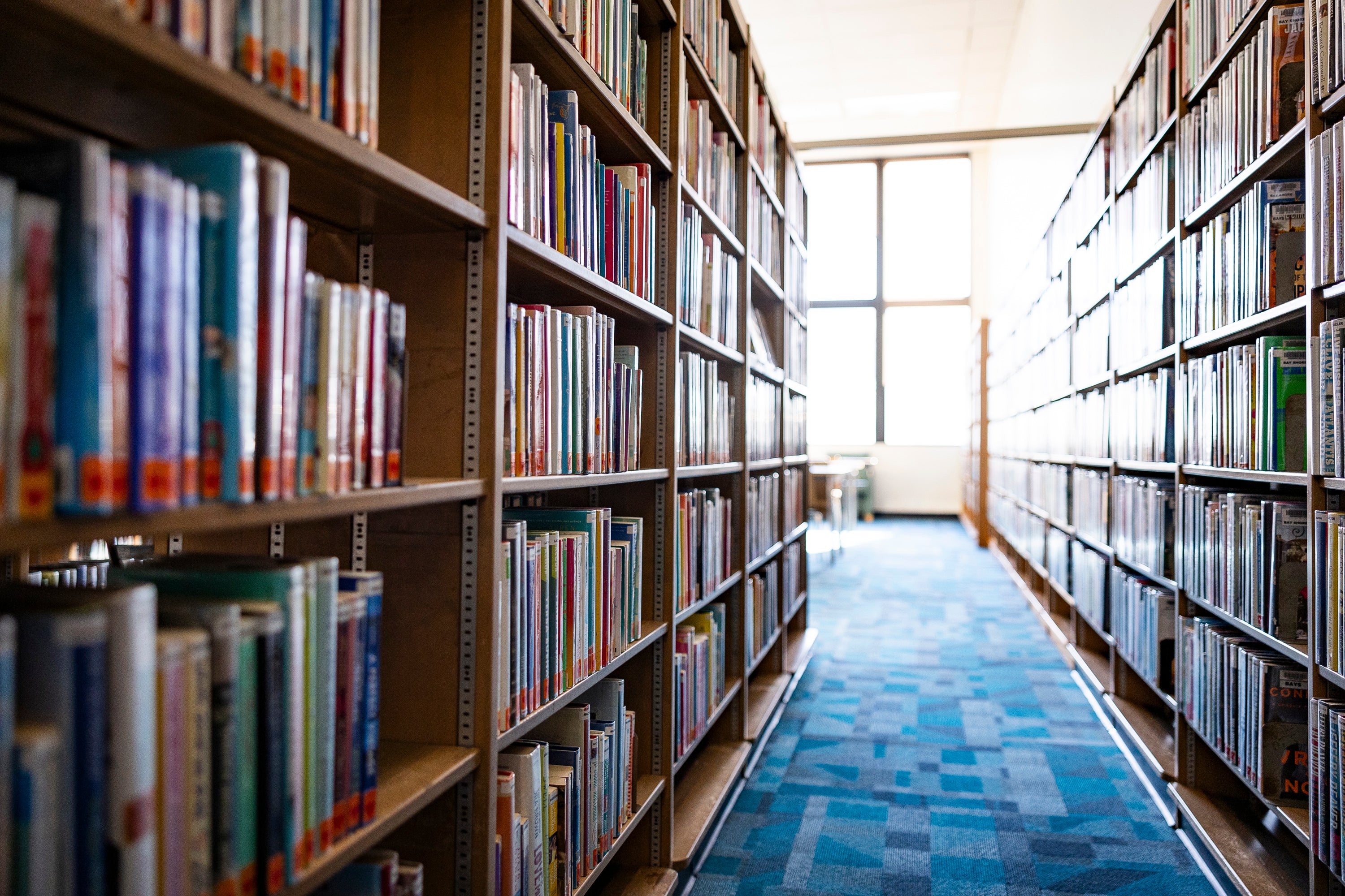 Stacks of books in the library Stacks of books in the library