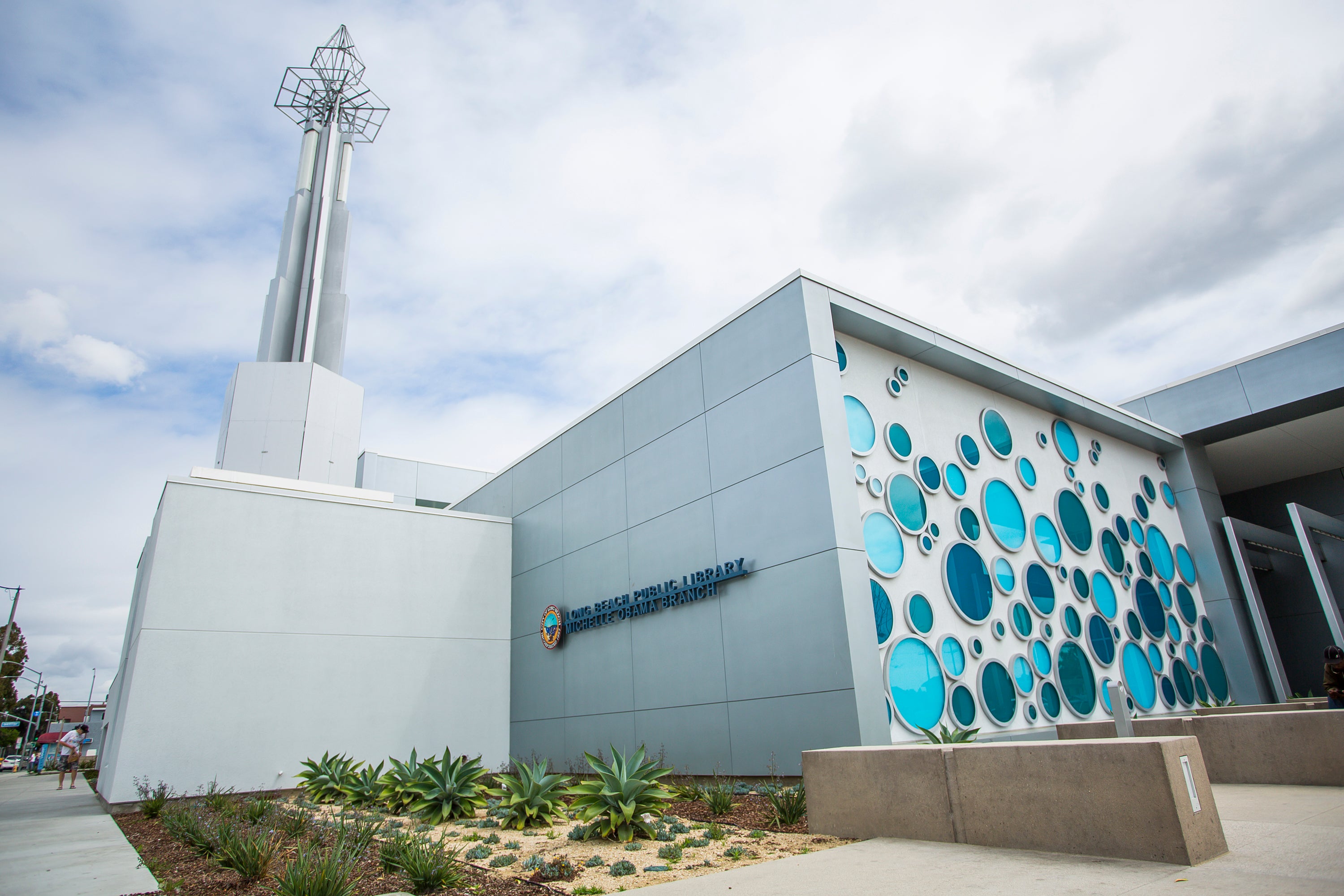 Exterior of a white building 