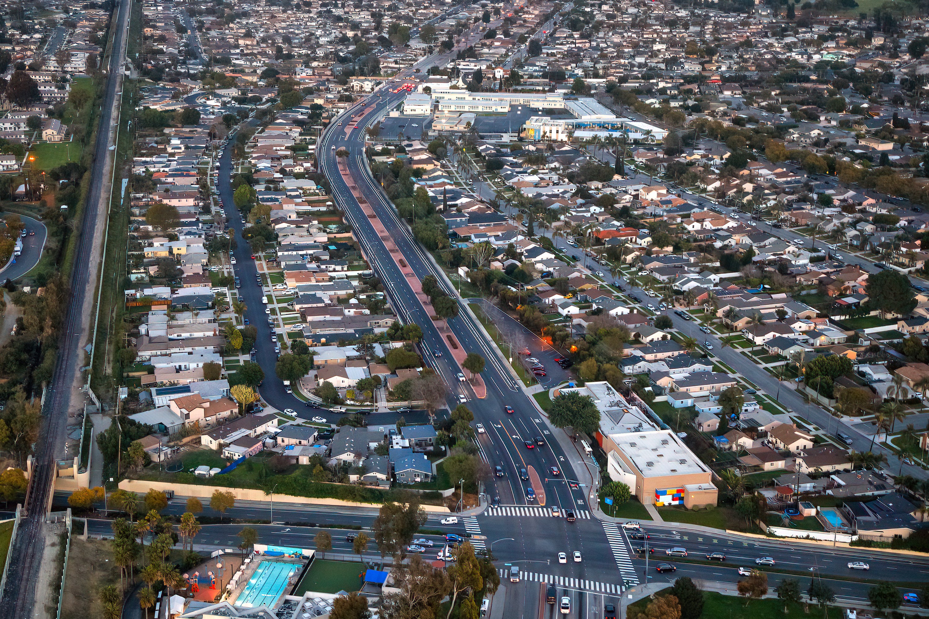 Aerial shot of Del Amo Boulevard 