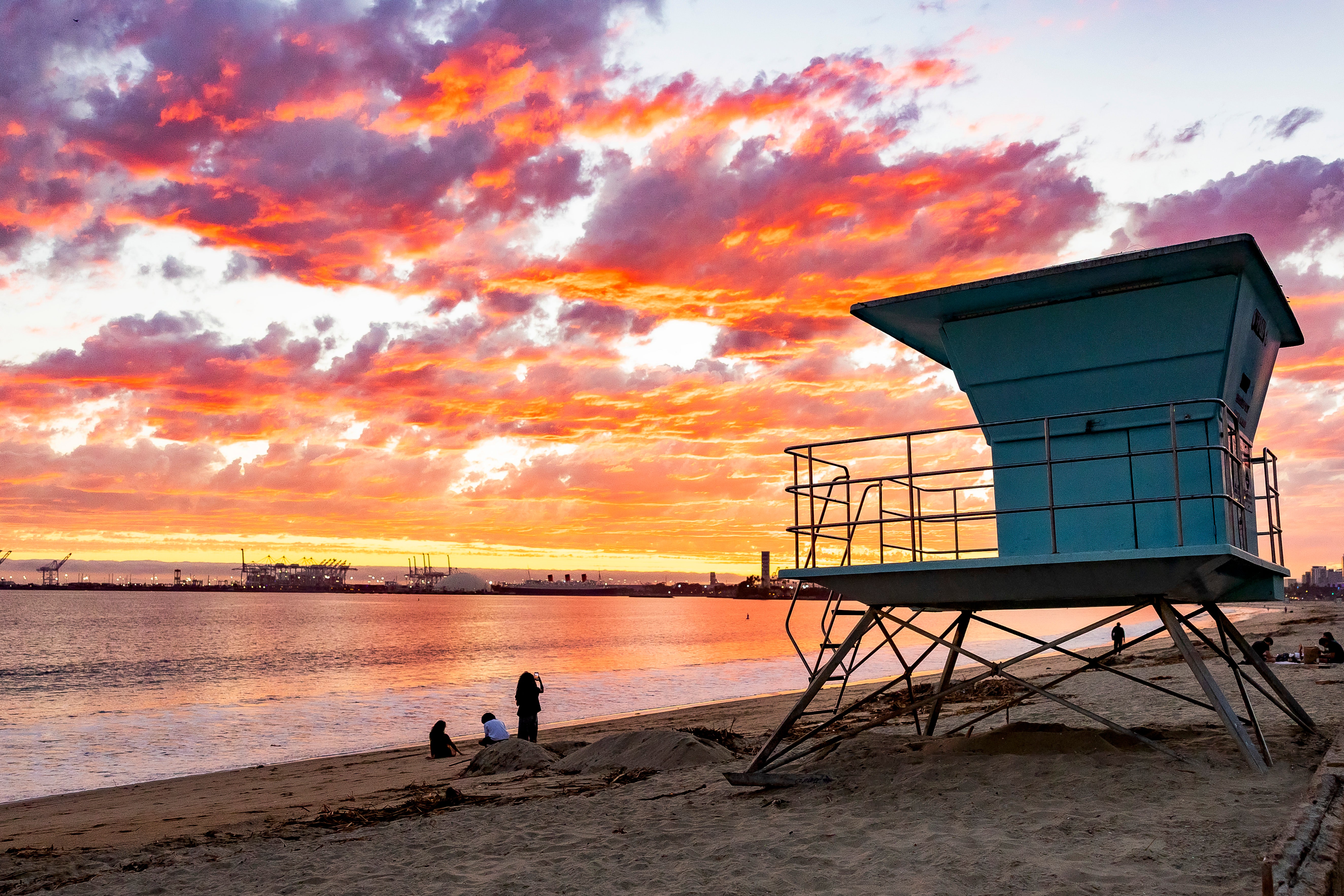 Lifeguard tower during sunset Lifeguard tower during sunset