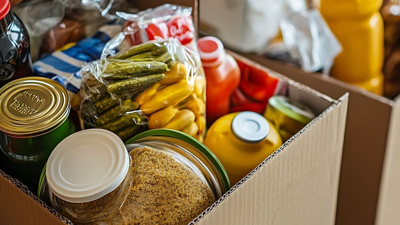 Food in a cardboard box 