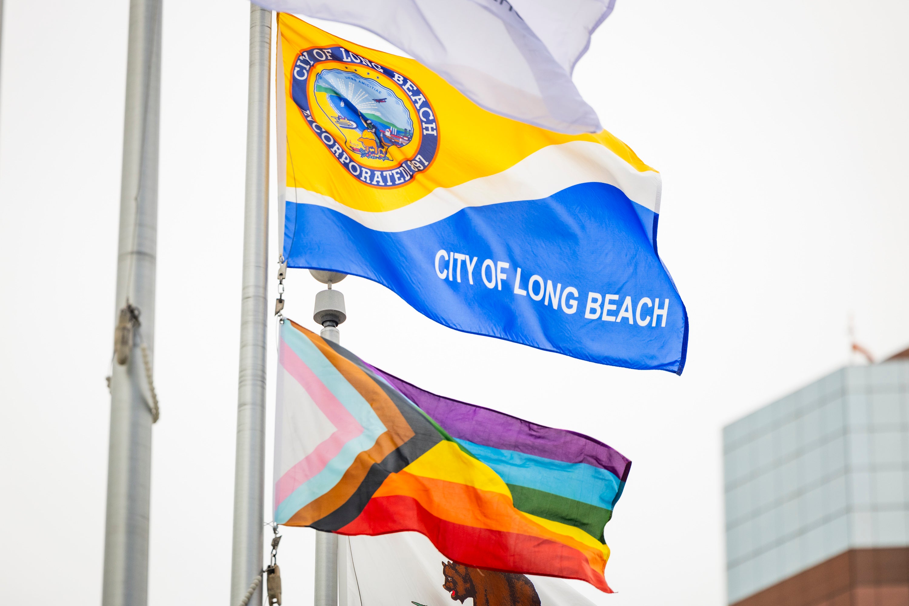 Pride flag on flag post Pride flag on flag post