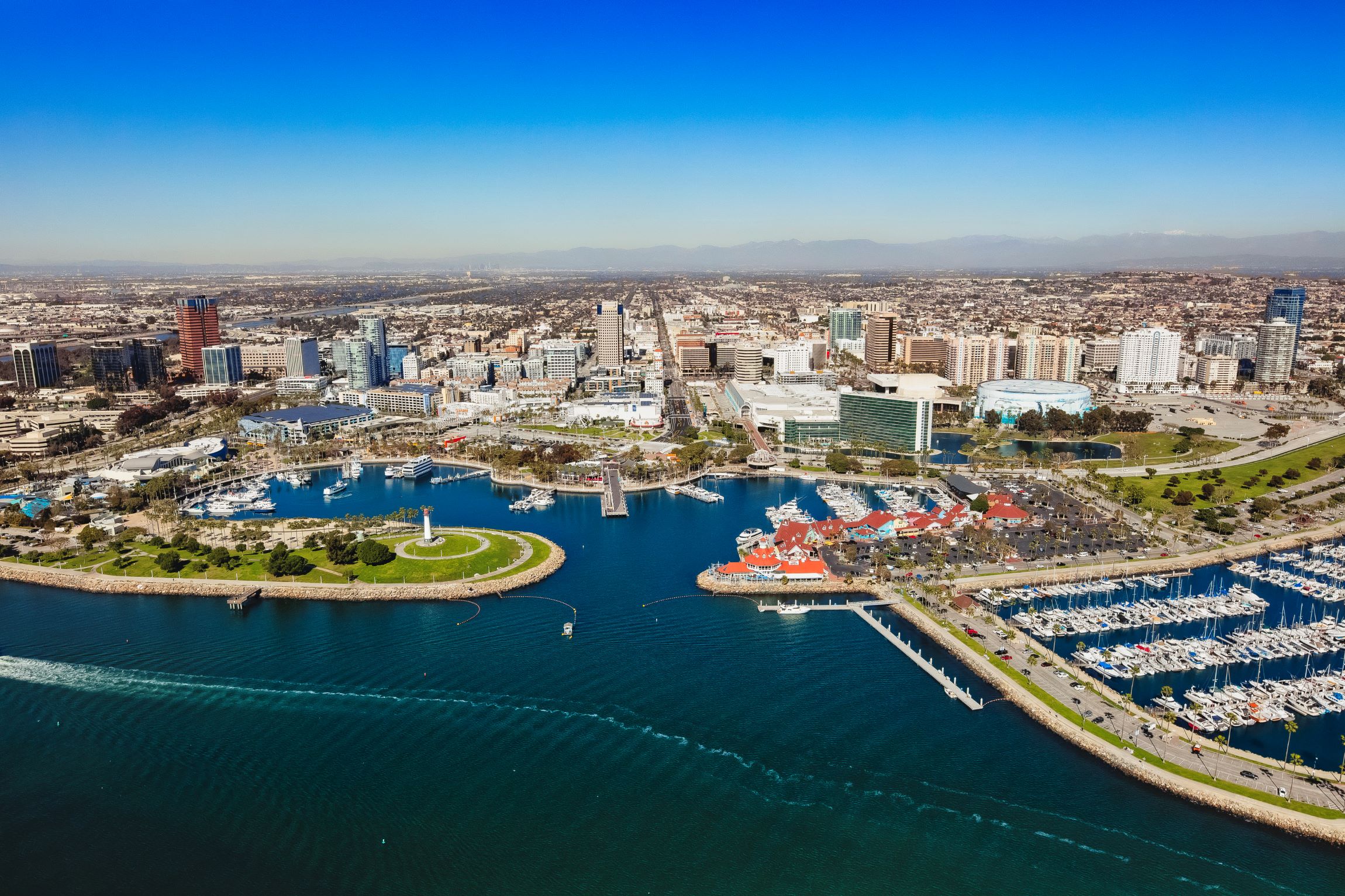 Aerial shot of Long Beach's shoreline  Aerial shot of Long Beach's shoreline